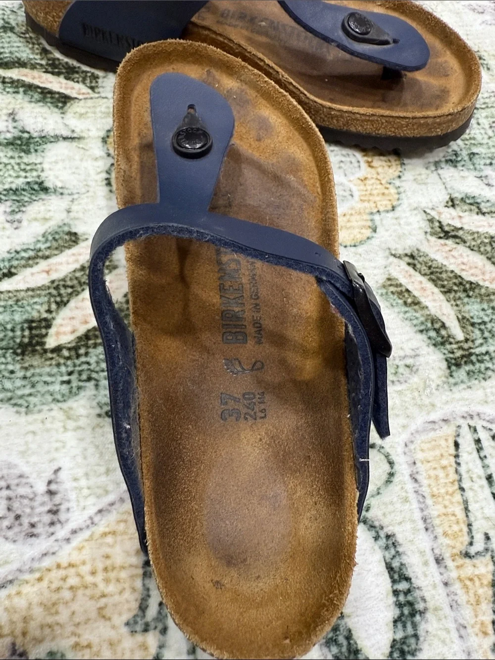 Birkenstock Blue T-Strap Gizeh Sandals